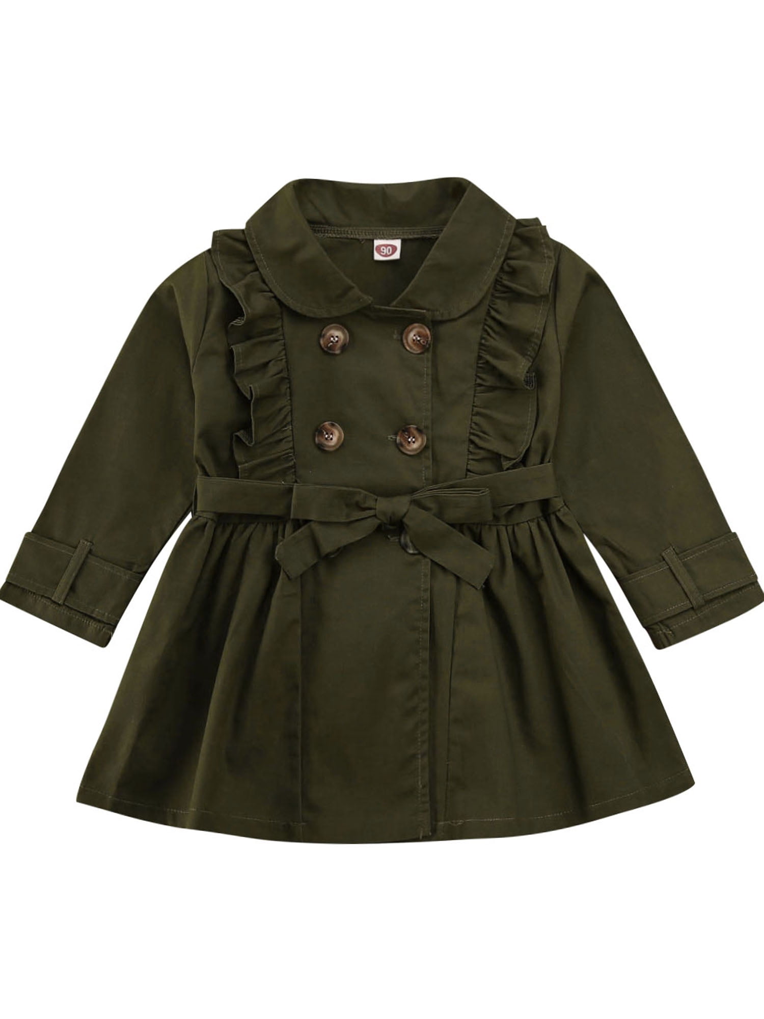 Xingqing Toddler Baby Girl Trench Coat Casual Ruffle Jacket Windbreaker