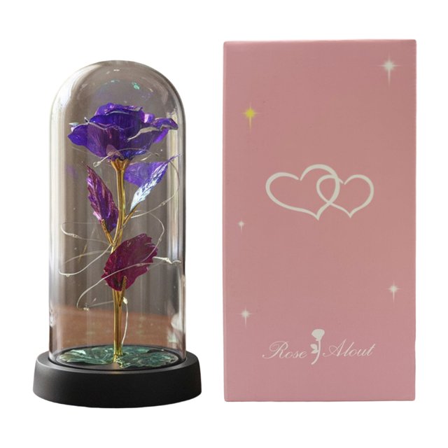 Rosa preservada en cúpula con luz LED, rosa artificial eterna, regalo para ella, mamá, mujer, San Valentín, Día de la Madre, Navidad, cumpleaños
