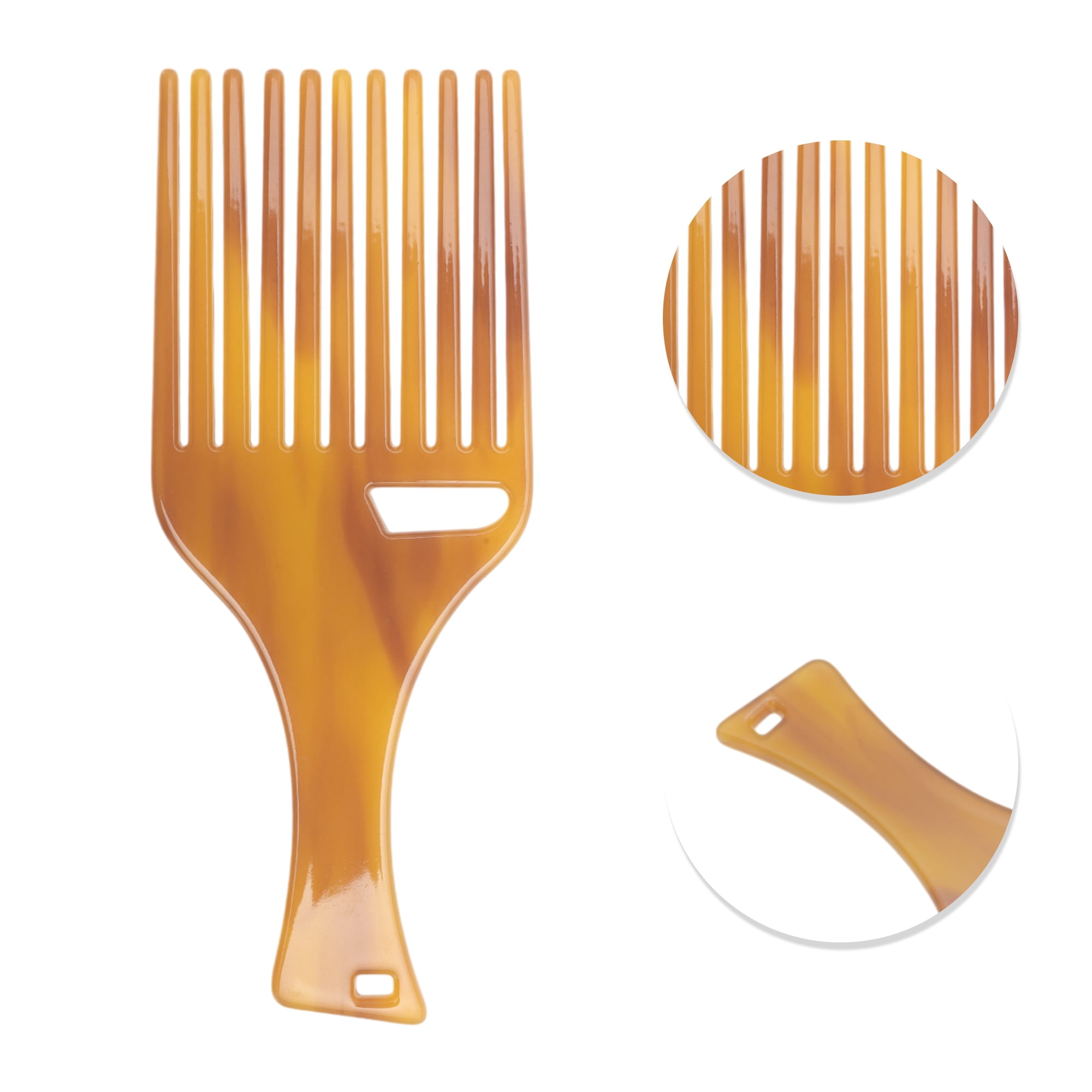 Unique Bargains 1 Pc Long Handle Hair Insert Comb for All Hair Types Styles Coffee Color
