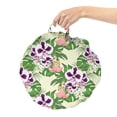 thumbnail image 2 of Philodendron Round Floor Cushion with Handle, Tropical Leaves with Exotic Floral Arrangement Repetition, Decorative Pillow for Living Room & Dorms, 18" Round, Pale Yellow Multicolor, by Ambesonne, 2 of 4