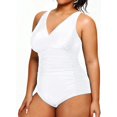 thumbnail image 2 of GHSDFBB Women Plus Size One Piece Swimsuits V Neck Tummy Control Bathing Suits Retro Ruched Swimwear, 2 of 7