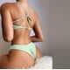 thumbnail image 2 of Traje de baño de dos piezas con sujetador acolchado en la espalda cruzada en la espalda de color sólido para mujer OAVQHLG3B Store  lin121212, 2 of 4