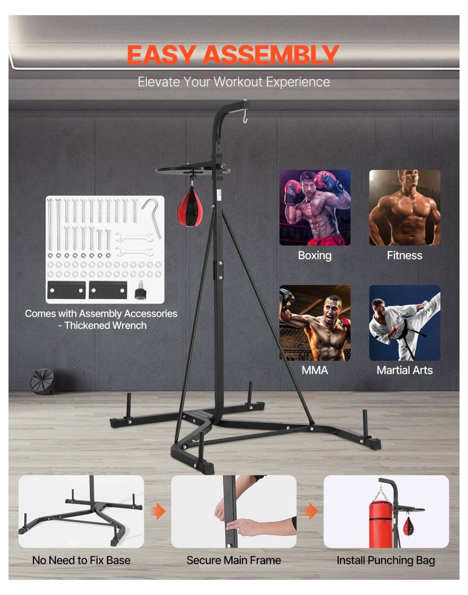 Punching Bag Stand 2 in 1 Heavy Duty Boxing Frame Fitness Steel Gym Quality