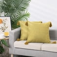 thumbnail image 6 of REGALWOVEN Linen Fringe Cushion Cover Set, 2 Pcs Sofa Throw Pillow Covers with Tassel Design Yellow 18" x 18", 6 of 6