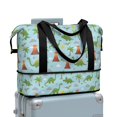 Dinosaur and Volcano Blue Pattern Expandable Travel Tote Bag, Overnight ...