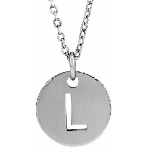 Precious Stars Unisex Sterling Silver Initial L Dangle Disc Necklace