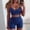 Blue, variant on Idoravan Women Sets Clothing Women Sleeveless Split 2 Piece Set Casual Short Pants Casual Yoga Outfit Sportswear