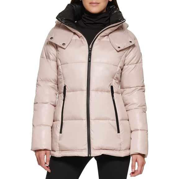 Kenneth Cole Women's Horizontal Zip Puffer, Frost, Medium