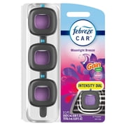 Febreze Car Air Freshener Odor-Fighting Car Vent Clip, Gain Moonlight Breeze, 3 Count