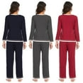 thumbnail image 3 of Xinhuaya Women's Cotton Long-sleeved Pajamas Solid Color Casual Home Service Suit Set, 3 of 10