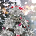 thumbnail image 4 of Flores navideñas con purpurina plateada, adornos de flores artificiales para árbol de Navidad plateado, decoración navideña para el hogar, fiesta de Año Nuevo, 4 of 5