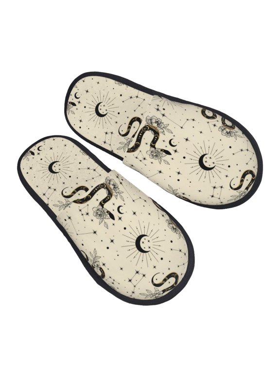 House Slippers for Women Men - Gothic Funny Black Snake Moon -2