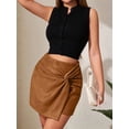 thumbnail image 6 of Faux Suede Mini Skirt Fall Winter Bodycon Short Suede Mini Skort for Women Khaki M, 6 of 9