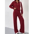 thumbnail image 6 of PRETTYGARDEN Women's Lounge Sets 2 Piece Outfits Half Zip Pullover Sweatshirts,Wide Leg Pants Matching Tracksuit Sets, 6 of 9