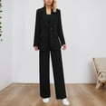 thumbnail image 2 of Lounge Sets for Women, Women's Elegant Slim Fit And Wide Leg Pants Suit Set Business Formal Outfit Two Piece Trousers, Suits(Black,4XL), 2 of 8