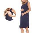 thumbnail image 4 of Edvintorg Breastfeeding Dress with Pocket Women Solid Color Sleeveless Round Neck Casual Maternity Clothes Summer Hospital Gown for A Pregnant Woman Pregnant Pajamas, 4 of 6
