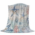 thumbnail image 6 of Coastal Starfish Blanket Soft Cozy Warm Throw Blanket for Couch, Plush Fuzzy Flannel Fleece Blankets for Sofa, Blue Nautical Coral Seashell Wooden Bed Blankets Lightweight Gifts for Women, 50"x80", 6 of 9