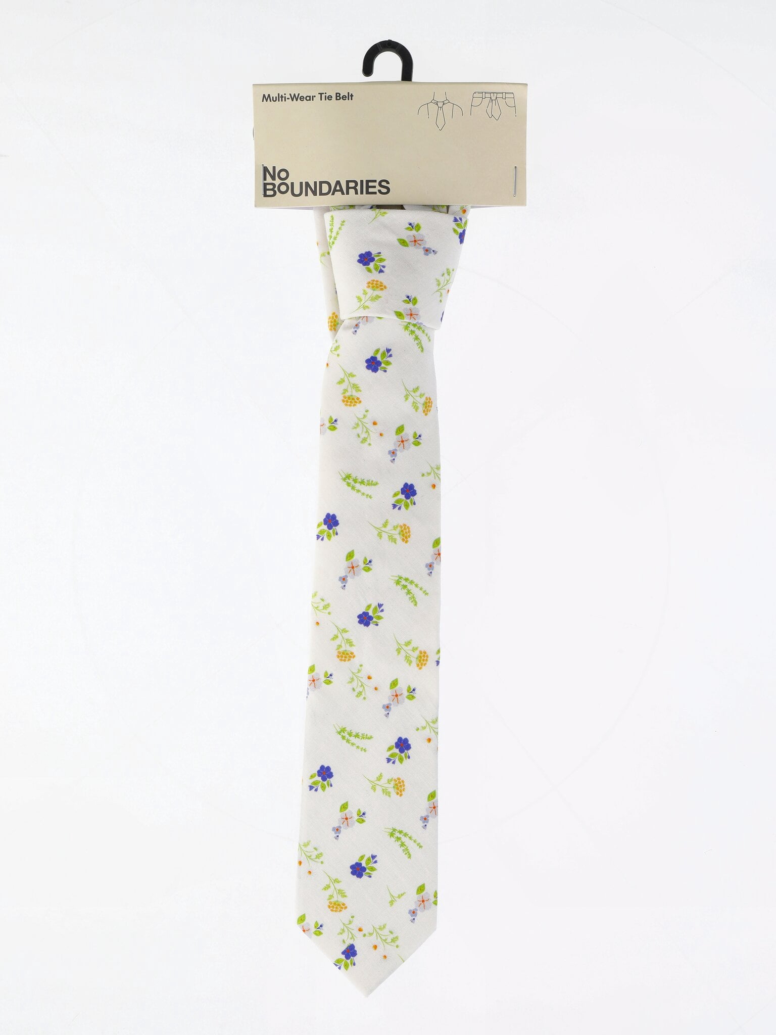 No Boundaries Women's Floral Necktie, Black Multi