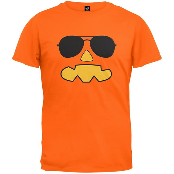 Old Glory Mens Pumpkin Face with Aviator Sunglasses Costume Short Sleeve Graphic T Shirt