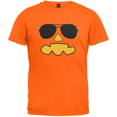 Pumpkin Face with Aviator Sunglasses Orange Costume T-Shirt