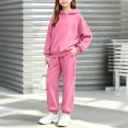 thumbnail image 4 of Enjoytime Girls Two Piece Set Long Sleeve Hooded Sweatshirt Pockets Sweatpants Outfits Fall Winter Soft Casual Sweatsuit Sets, 4 of 7