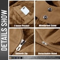 thumbnail image 4 of TACVASEN Men's Winter Coat Military Jacket Fleece Lined Parka Cotton Cargo Outerwear Khaki L, 4 of 8