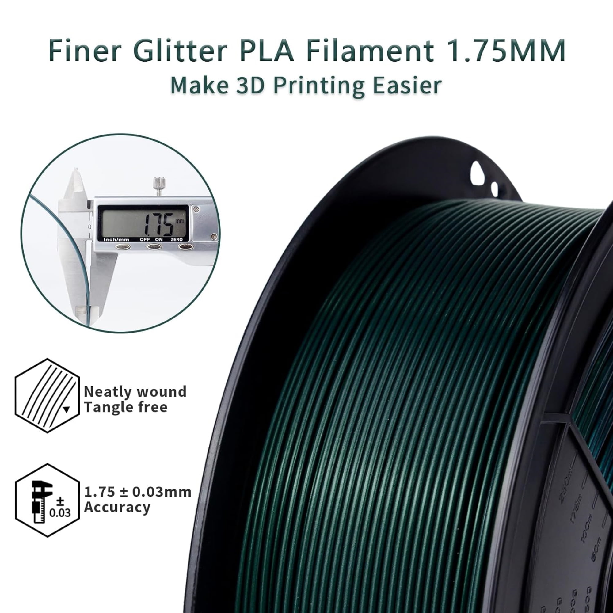 Ziro 3D Mystic PLA Filament 1.75mm 1kg, Midnight Green