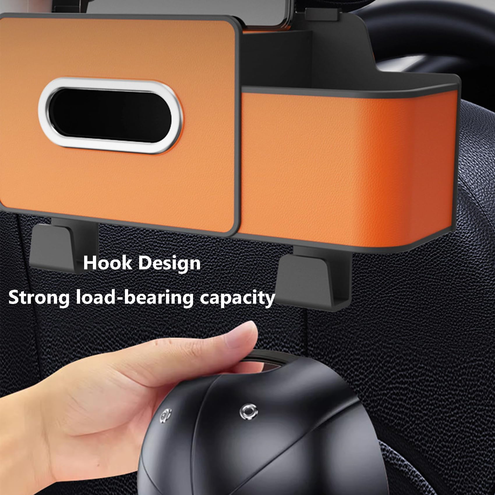 KANOHENO 3-in-1 Car Backseat Organizer,Multifunctional Waterproof Car Seat Back Storage Box with Dual Cup Holders,Tissue Box & Phone Holder for Daily Driving & Travel
