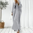 thumbnail image 2 of Aayomet Spring Dress Women Stripe Cotton And Linen Shirt Dress Casual Loose Maxi Dresses,Gray L, 2 of 5