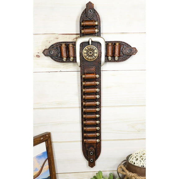 Rustic Western Cowboy Holster Belt Buckle Wall Cross