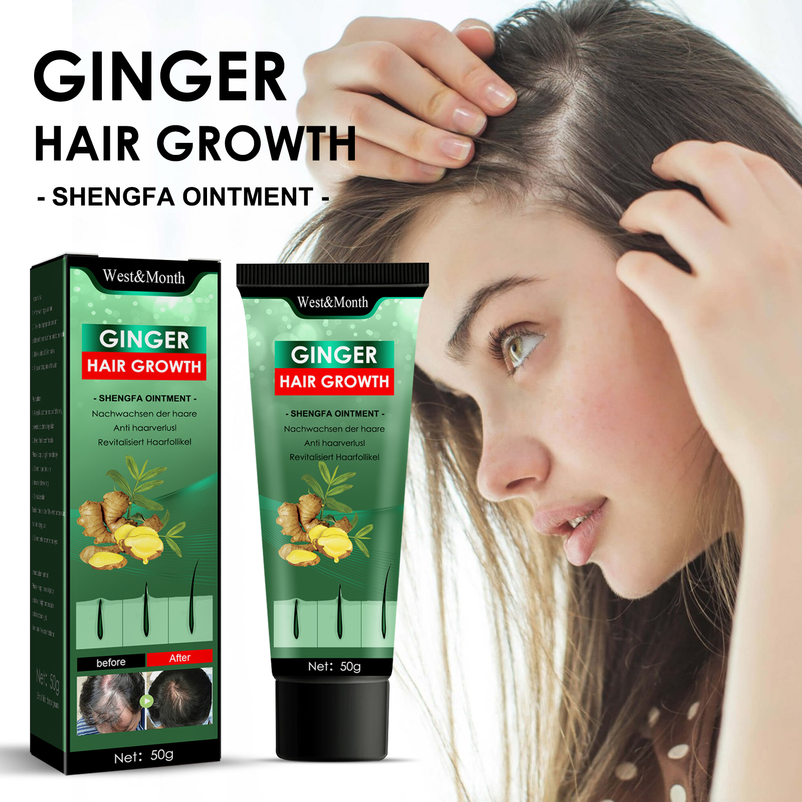 Ginger Hair Growth Ointment Hair Regrowth Treatment Cream Moisturizing