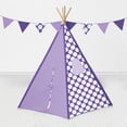 thumbnail image 2 of Bacati Mix N Match Ikat Chevron/Dots, Purple/Lilac Teepee Tent for Kids/Toddlers, 100% Cotton Breathable Percale Fabric Cover, 2 of 5