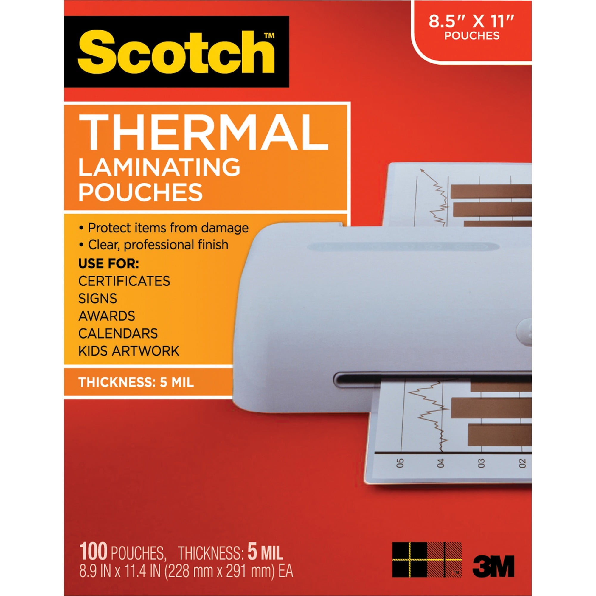 200 Letter Laminating Laminator Pouches Sheets 9 x 11-1/2 3 Mil Scotch Quality