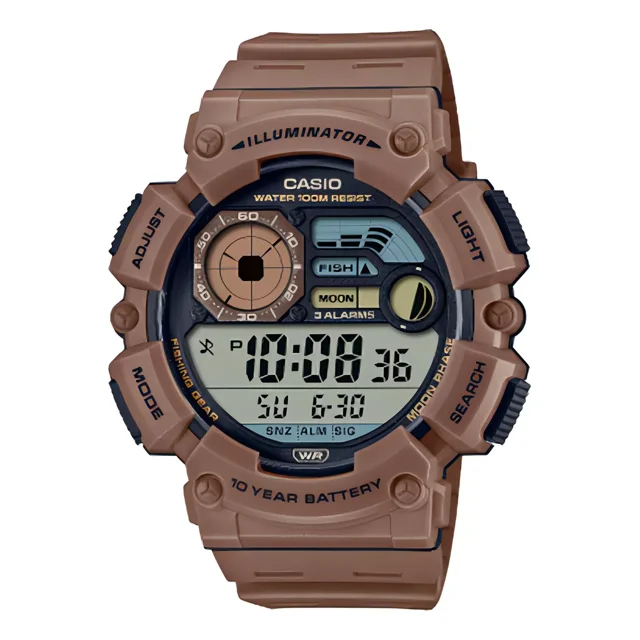 Reloj Casio Digital Ws-1500h-5av Para Hombre E-watch Color de la correa Café Color del bisel Negro