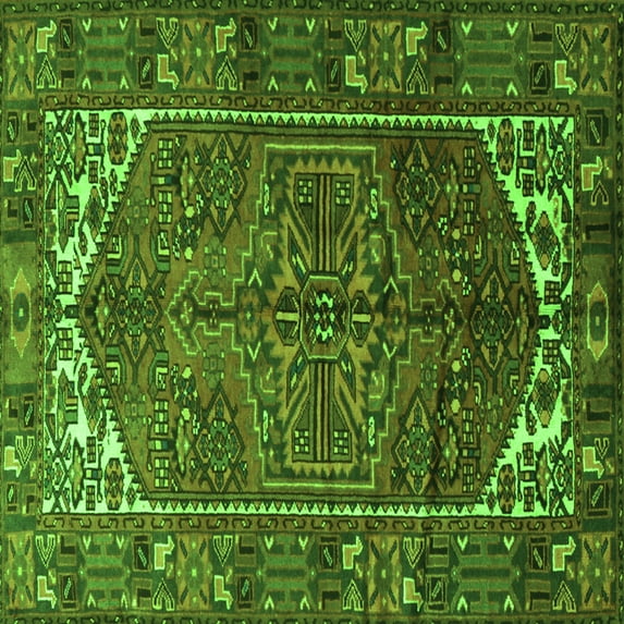 Ahgly Company Indoor Square Persian Green Traditional Area Rugs, 7' Square