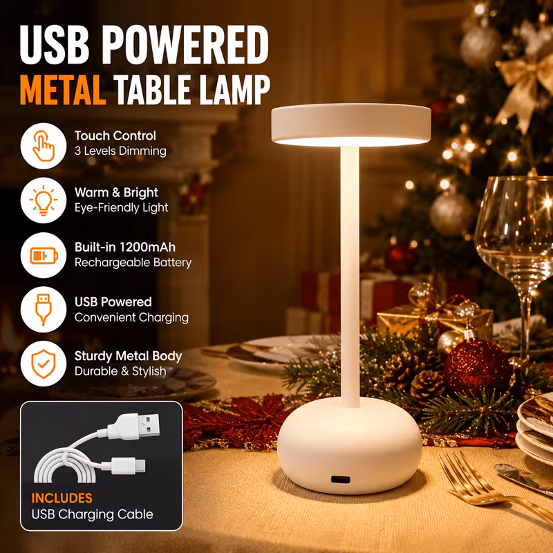 Minimalist LED Table Lamp with Touch Sensor  3 Light Colors And Infinite Dimming  Rechargeable Portable Lamp with Stable Non-Slip Base  Cozy Room Decor