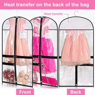 Pink Clear Garment Bag with Pockets Set, Visible Dance Costume Bags 38 for  Dance Competitions, Travel, Storage Closet, Suits, Children Dress, Coat,  with 4 Medium Zipper Pockets, 1 Large Zipper Pocket 