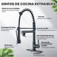 thumbnail image 5 of LED Negro grifo de cocina Boquilla doble grifo de fregadero Grifo monomando extraíble 360º grifo giratorio Se pueden utilizar dos boquillas simultáneamente Con tuberías de agua caliente y fría, 5 of 8