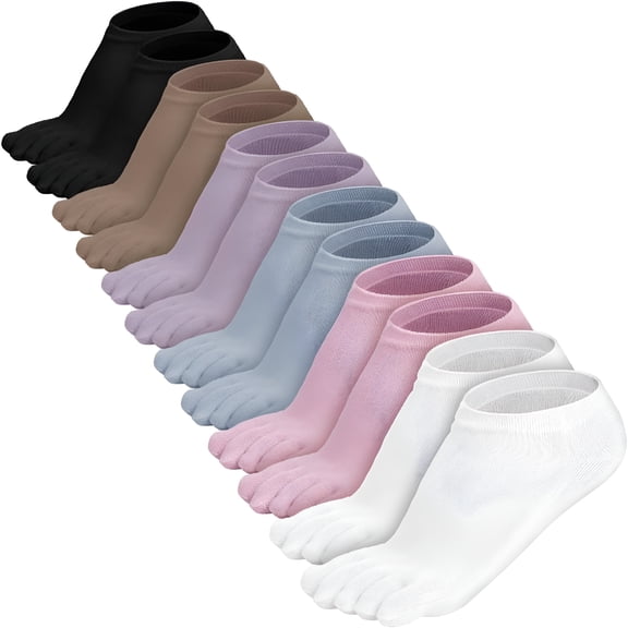 OQRKI 6/12/32 Pairs Five Toe Socks for Women and Men - Cotton Ankle Toe Socks with Separated Toes - Breathable Athletic Running Socks - Comfortable Finger Socks for Sports Hiking Daily Wear