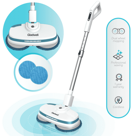 Gladwell Cordless Electric Mop - 3 in 1 Powerful Cleaner, Spinner, Scrubber, Waxer, Scrubber, Buffer, Polisher for Hard Wood, Tile, Vinyl, Marble, Laminate Floor - (Best Demolition Hammer For Tile Removal)