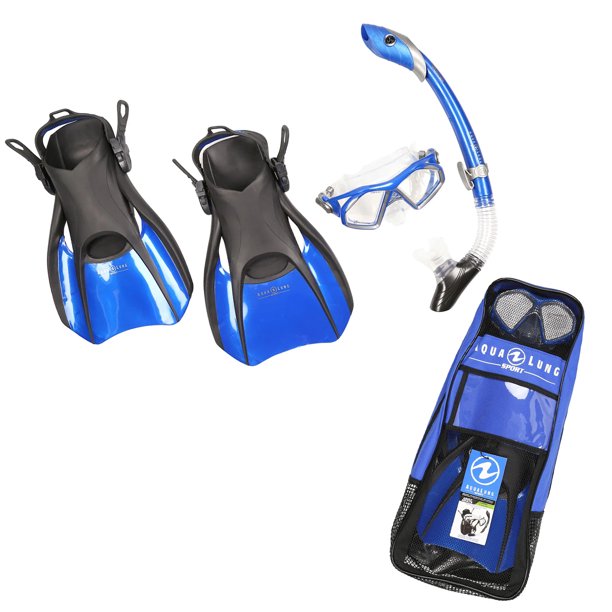 Aqua Lung Trooper Snorkeling Set, Mask, Snorkel, and Fins with Travel
