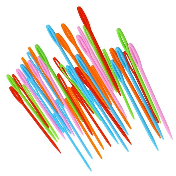 Minkissy 80Pcs Assorted Color Plastic Sewing Needles for Knitting Crochet and Weaving Crafts