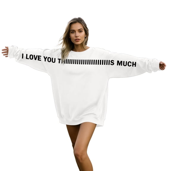 Shadoumai I Love You This Much Hoodies Valentine Sweatshirts for Women Men Valentine's Day Funny Graphic Pullover for Couples
