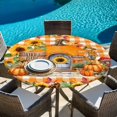 thumbnail image 6 of Fall Pumpkins Round Tablecloth, Fitted Table Cover with Elastic for 45"-54" Round Tables, Thanksgiving Sunflowers Rustic Orange Plaid Table Cloth Outdoor Indoor Dinning Party Waterproof Tablecloths, 6 of 7
