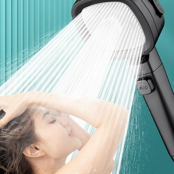 Turbo High Pressure Shower Head with 4 Bathing Modes, Water Stop Function, Universal Fit for Low Water Pressure