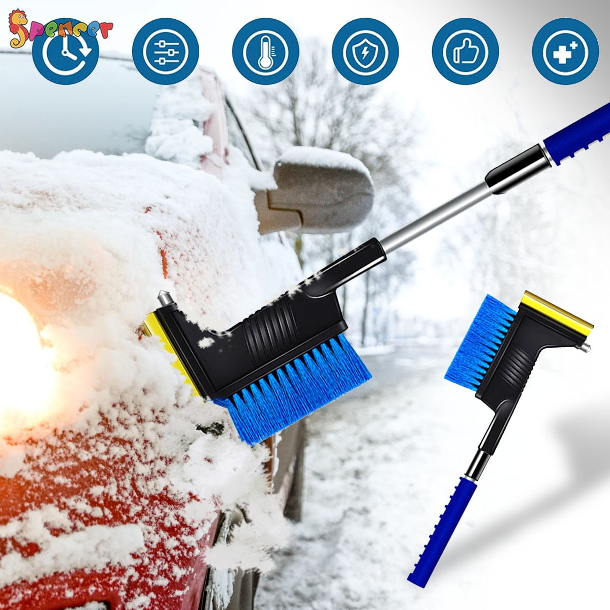 NEW 24" Auto Drive Windshield Ice & Snow Scraper & Brush Car/SUV/Truck 
