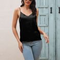 thumbnail image 1 of Camiseta sin mangas de satén, camiseta sin mangas de satén para mujer, camiseta sin mangas con cuello en V, camiseta sin mangas de satén para mujer, diseñada a medida, 1 of 6