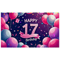 thumbnail image 2 of Sparkling 17th Birthday Banner with Balloons Confetti and Gift Background Backdrop Party Decoration for Photography Props Birthday Party Decorations Celebration Event Photo Booth Decor, 2 of 7