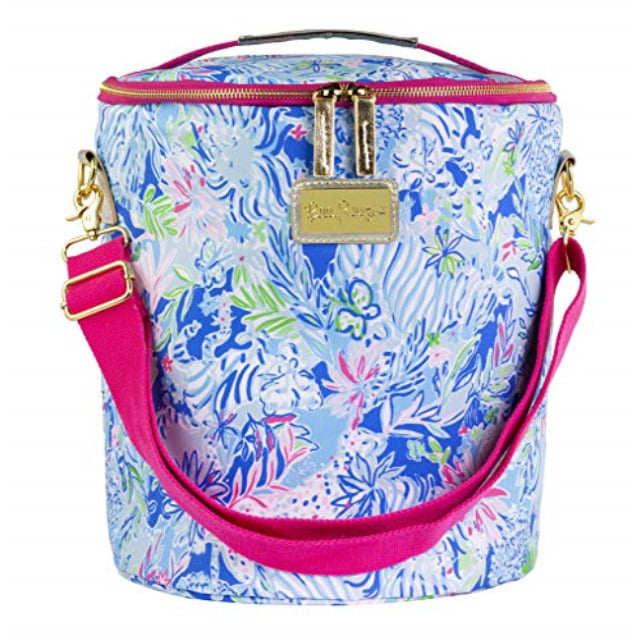 Bringing Mermaid Back Lilly Pulitzer Insulated Wine Carrier Soft Cooler with Adjustable/Removable Strap and Double Zipper Close Holds up to 4 Bottles of Wine 