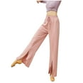 thumbnail image 2 of Lolmot Women's Loose High Waist Yoga Pants Slit Flowy Sport Workout Sweatpants Elastic Waist Modert Casual Loose Wide Leg Trousers Gym Pants Beach Draping Trousers, 2 of 5